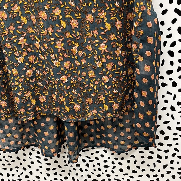 DR2 Daniel Rainn Floral Semi Sheer Boho Blouse Flowy - Picture 4 of 7